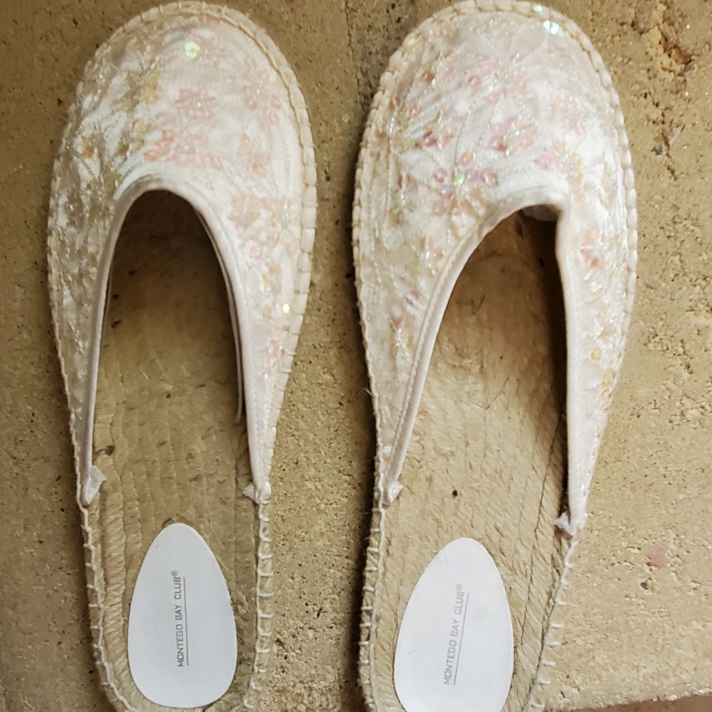 White Embroidered Espadrilles